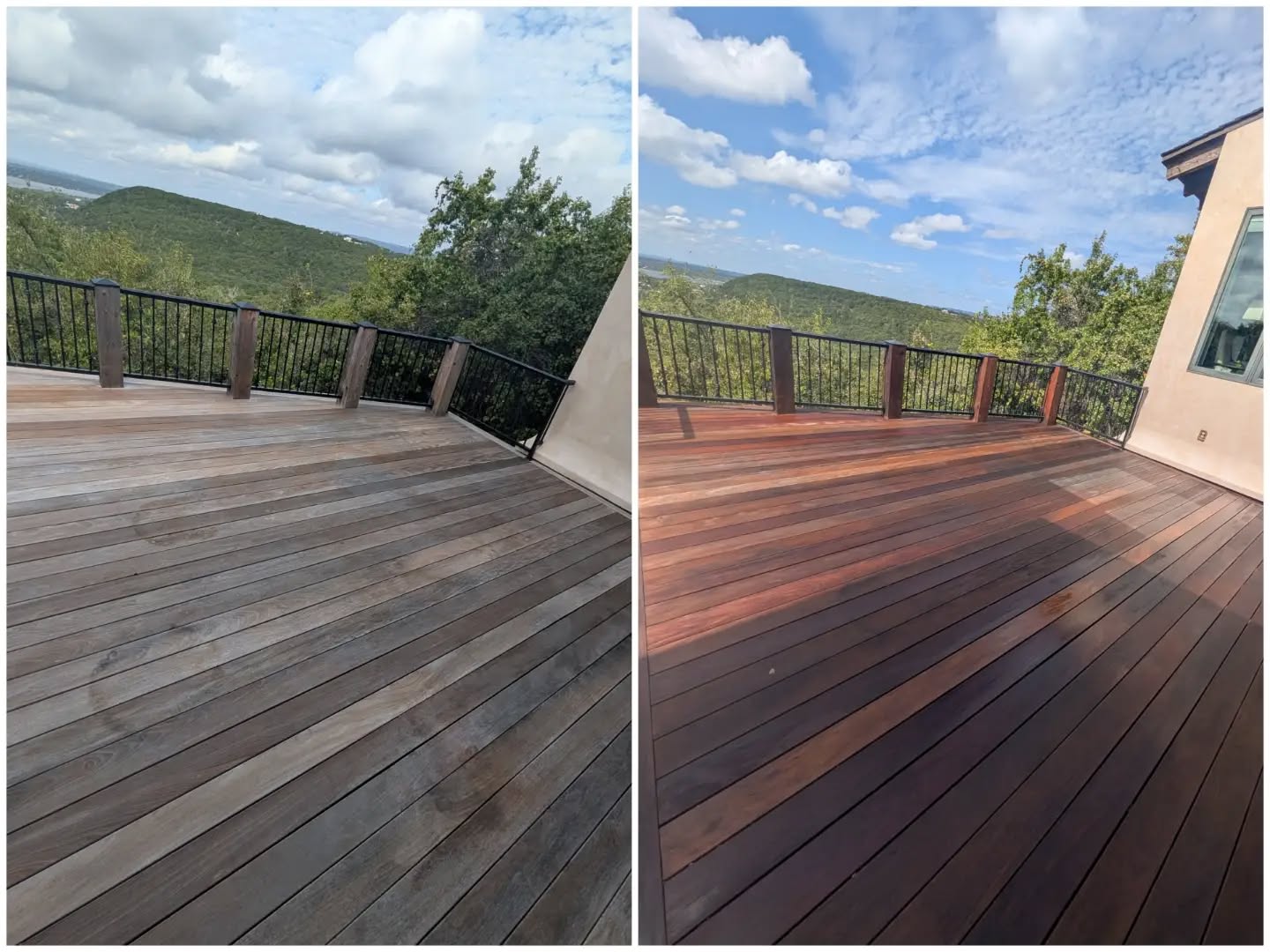 Good wood deserves good care

Ipe is one of the most beautiful hardwoods out there, but constant exposure to the elements can leave its rich, natural color looking dull and weathered.

A fresh application of Ipe oil brings out those deep, warm tones, enhances the natural grain, and helps protect the wood from moisture and UV exposure.

The difference? You can see it in every board.

Casa Washa | Austin, TX

#DeckRestoration #IpeOil #BeforeAndAfter #WoodRestoration #transformationtuesday