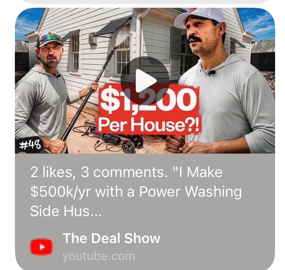 🚨 NEW EPISODE LIVE TODAY! 🚨

🎬 The Deal is back — and this one is all about power washing & window cleaning! 💦🪟

See the work, the hustle, and what it really takes to make the deal happen. 🔥

📺 Watch the full episode on YouTube TODAY!
🔗 Link in bio!

Don’t miss it — The Deal is on. 💰💪

#newepisodealert #PowerWashing #WindowCleaning #Entrepreneur #youtube